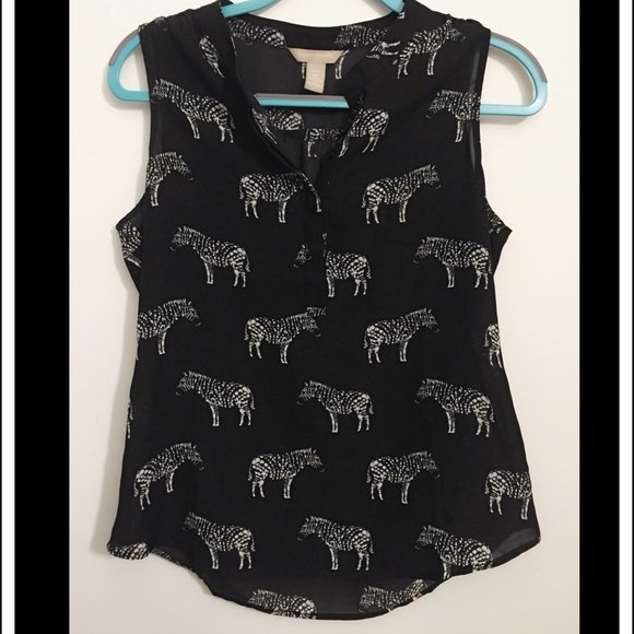Banana Republic: Zebra Print sleeveless blouse (M) - Picture 1 of 3